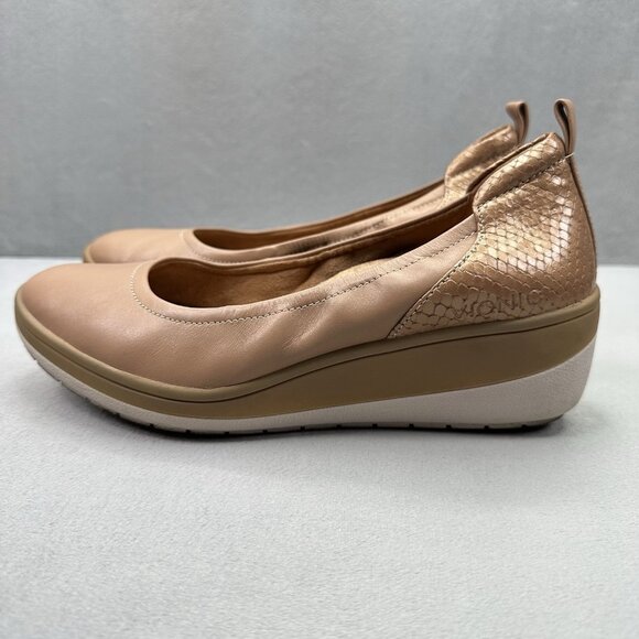 Vionic Jacey Womens Size 7 Wedge Toffee Brown Leather Slip On Comfort Support - Picture 3 of 8